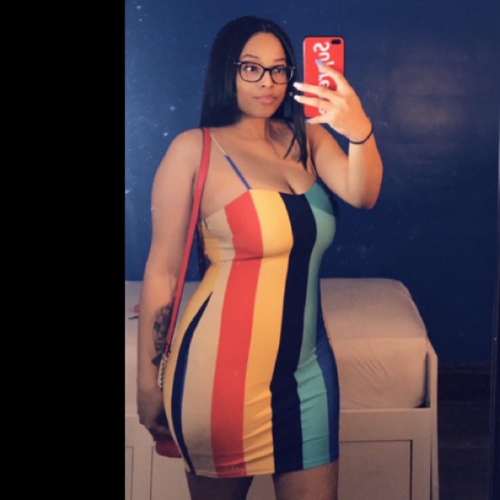 Multi-colored striped Mini Dress